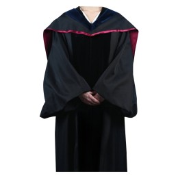 Customized black men's and women's graduation gown, designed blue contrasting red hood graduation gown, Master of Philosophy (Mphil) Higher Diploma graduation gown, graduation gown manufacturer, City University of Hong Kong CITY U graduation gown supplier Customized black men's and women's graduation gown, designed blue contrasting red hood graduation gown, Master of Philosophy (Mphil) Higher Diploma graduation gown, graduation gown manufacturer, City University of Hong Kong CITY U graduation gown supplier